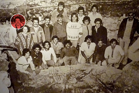 Equipo de arqueológos en el rescate de Coyolxauhqui, febrero de 1978.