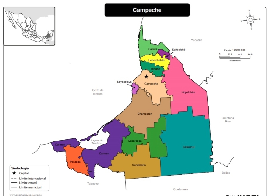 Mapa De Campeche Con Municipios Y Sin Nombres M Xico Desconocido