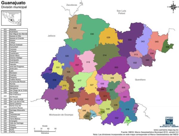 Mapa De Guanajuato Para Imprimir Y Con División Política - México ...