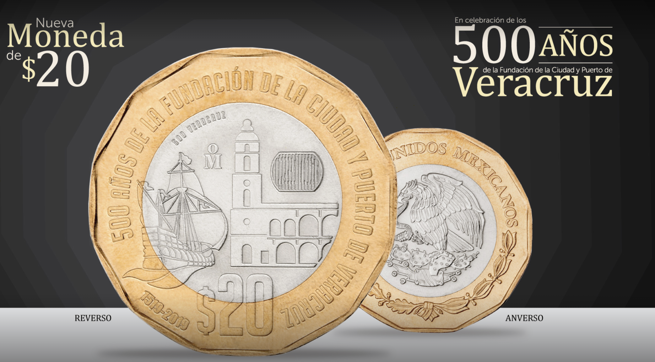 Nueva moneda de 20 Pesos conmemorativa de los 500 años de la fundación