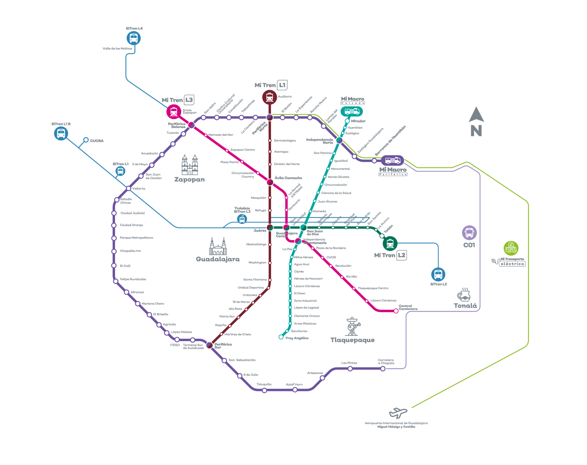 Mapa Del Tren Ligero De Guadalajara Líneas Estaciones Y Horarios México Desconocido 0356