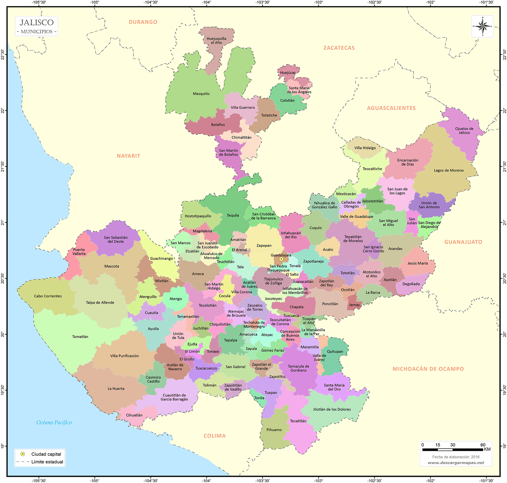 Mapa de Jalisco - México Desconocido